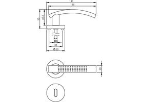 Deurkruk William op rozet verdekt ø52x10mm met nokken en sleutelrozetten chroom/nikkel mat