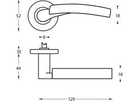 Deurkruk Bryan op rozet verdekt ø52x10mm met nokken chroom/nikkel mat