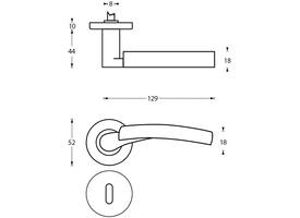 Deurkruk Bryan op rozet verdekt ø52x10mm met nokken en sleutelrozetten chroom/nikkel mat
