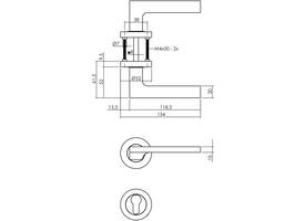 Deurkruk Ben op rozet verdekt ø52x10mm met nokken en cilinderrozetten chroom/nikkel mat
