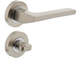 Deurkruk Ben op rozet verdekt ø52x10mm met nokken en WC-sluiting met stift 8x8mm chroom/nikkel mat