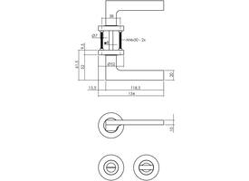 Deurkruk Ben op rozet verdekt ø52x10mm met nokken en WC-sluiting met stift 8x8mm chroom/nikkel mat