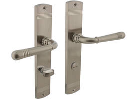 Deurkruk Helena op schild afgerond 235x45mm wc 78/8mm nikkel mat