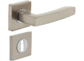 Deurkruk Dean op rozet verdekt 55x55x10mm met nokken en sleutelrozetten chroom/nikkel mat