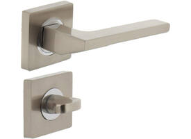 Deurkruk Ben op rozet verdekt 55x55x10mm met nokken en WC-sluiting met stift 8x8mm chroom/nikkel mat