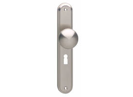 Knopschild ovaal 242x43x10mm met vaste knop paddenstoel en wisselstift sleutelgat 56mm nikkel mat