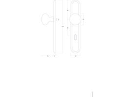 Knopschild ovaal 242x43x10mm met vaste knop paddenstoel en wisselstift sleutelgat 56mm nikkel mat