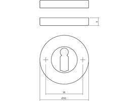 Sleutelrozetten verdekt ø50x8mm nikkel mat