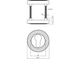 Cilinderrozetten verdekt met rillen ø55x10mm en nokken nikkel mat
