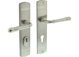 Achterdeurbeslag Helena 239x50mm kruk/kruk profielcilindergat 72mm met kerntrekbeveiliging nikkel mat
