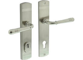 Achterdeurbeslag Helena 239x50mm kruk/kruk profielcilindergat 92mm met kerntrekbeveiliging nikkel mat