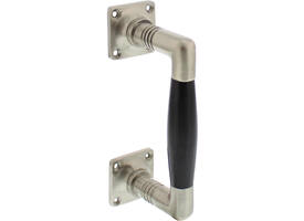 Handgreep Ton basic 75/150mm op vierkant rozet nikkel mat/zwart
