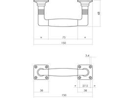Handgreep Ton basic 75/150mm op vierkant rozet nikkel mat/zwart