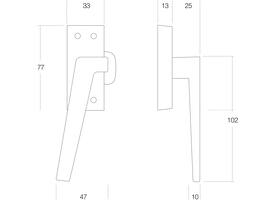 Raamsluiting links met ventilatiestand nikkel mat