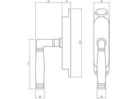 Set kruk-espagnolet rechts Ton 222 inclusief stangenset 2x 1250mm nikkel mat/ebbenhout