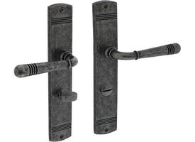 Deurkruk Helena op schild afgerond 235x45mm wc 63/8mm oud grijs