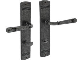 Deurkruk Helena op schild afgerond 235x45mm wc 78/8mm oud grijs