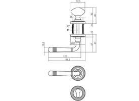 Knop/kruk garnituur links Helena op rozet verdekt met rillen ø55x10mm met nokken en cilinderrozetten oud grijs