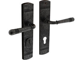Achterdeurbeslag Helena 239x50mm kruk/kruk profielcilindergat 72mm met kerntrekbeveiliging oud grijs