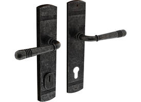 Achterdeurbeslag Helena 239x50mm kruk/kruk profielcilindergat 92mm met kerntrekbeveiliging oud grijs