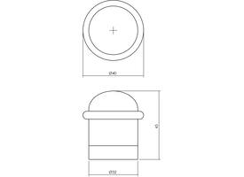 Deurstop met zwarte ring ø32x45mm oud grijs