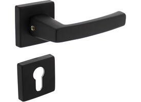 Deurkruk Moora met rozet verdekt 50x50x10mm met nokken en cilinderrozetten zwart