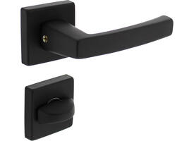 Deurkruk Moora met rozet verdekt 50x50x10mm met nokken en WC-sluiting met stift 8x8mm zwart