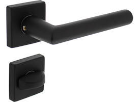 Deurkruk Broome met rozet verdekt 50x50x10mm met nokken en WC-sluiting met stift 8x8mm zwart