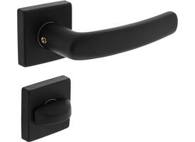 Deurkruk Denham met rozet verdekt 50x50x10mm met nokken en WC-sluiting met stift 8x8mm zwart