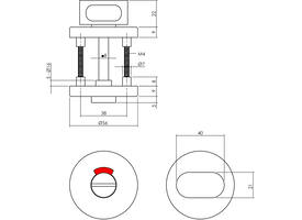 WC-sluiting verdekt ø56x9mm met nokken en stift 8x8mm zwart