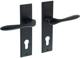 Deurkruk Banaan met schild rechthoekig 181x41mm profielcilindergat 72mm zwart