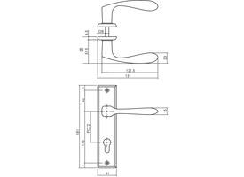 Deurkruk Banaan met schild rechthoekig 181x41mm profielcilindergat 72mm zwart