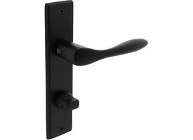 Deurkruk Banaan met schild rechthoekig 181x41mm wc 63/8mm zwart