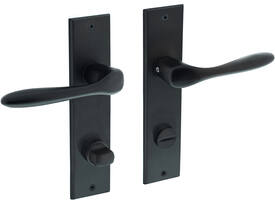 Deurkruk Banaan met schild rechthoekig 181x41mm wc 78/8mm zwart