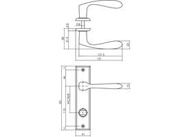 Deurkruk Banaan met schild rechthoekig 181x41mm wc 78/8mm zwart