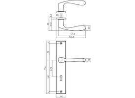 Deurkruk Banaan met schild rechthoekig 236x44mm sleutelgat 72mm zwart
