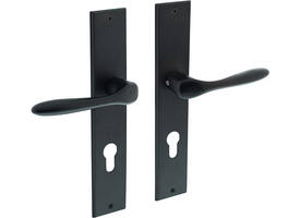 Deurkruk Banaan met schild rechthoekig 236x44mm profielcilindergat 72mm zwart
