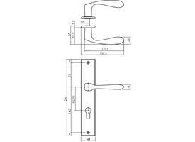 Deurkruk Banaan met schild rechthoekig 236x44mm profielcilindergat 72mm zwart