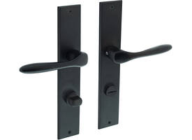 Deurkruk Banaan met schild rechthoekig 236x44mm wc 78/8mm zwart
