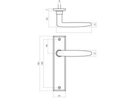 Deurkruk Sophie met schild rechthoekig 181x41mm blind zwart