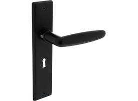 Deurkruk Sophie met schild rechthoekig 181x41mm sleutelgat 56mm zwart