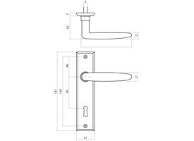 Deurkruk Sophie met schild rechthoekig 181x41mm sleutelgat 56mm zwart