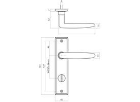Deurkruk Sophie met schild rechthoekig 181x41mm wc 63/8mm zwart