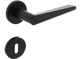 Deurkruk Tiga met rozet verdekt ø51x5mm met nokken en sleutelrozetten zwart