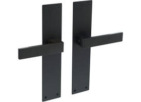 Deurkruk Amsterdam met schild rechthoekig 250x55x2mm blind structuur zwart