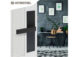 Deurkruk Amsterdam met schild rechthoekig 250x55x2mm blind structuur zwart