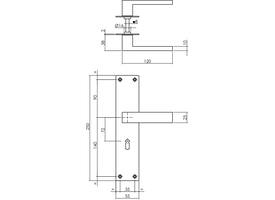 Deurkruk Amsterdam met schild rechthoekig 250x55x2mm sleutelgat 72mm structuur zwart