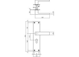 Deurkruk Amsterdam met schild rechthoekig 250x55x2mm profielcilindergat 110mm structuur zwart