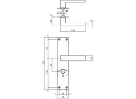 Deurkruk Amsterdam met schild rechthoekig 250x55x2mm wc 63/8mm structuur zwart