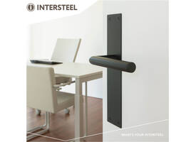Deurkruk Jura met schild rechthoekig 250x55x2mm blind structuur zwart